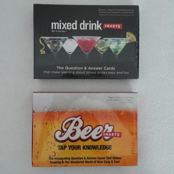 Mixed Drink Smarts + Beer Smarts Games Trivia Question & Answer Cards Recipes - Picture 1 of 11